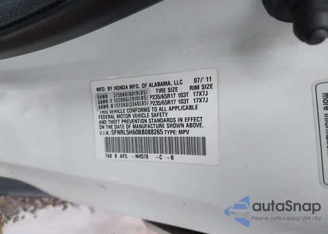 2011 Honda Odyssey Ex-L from USA, damaged, VIN 5FNRL5H60BB088265